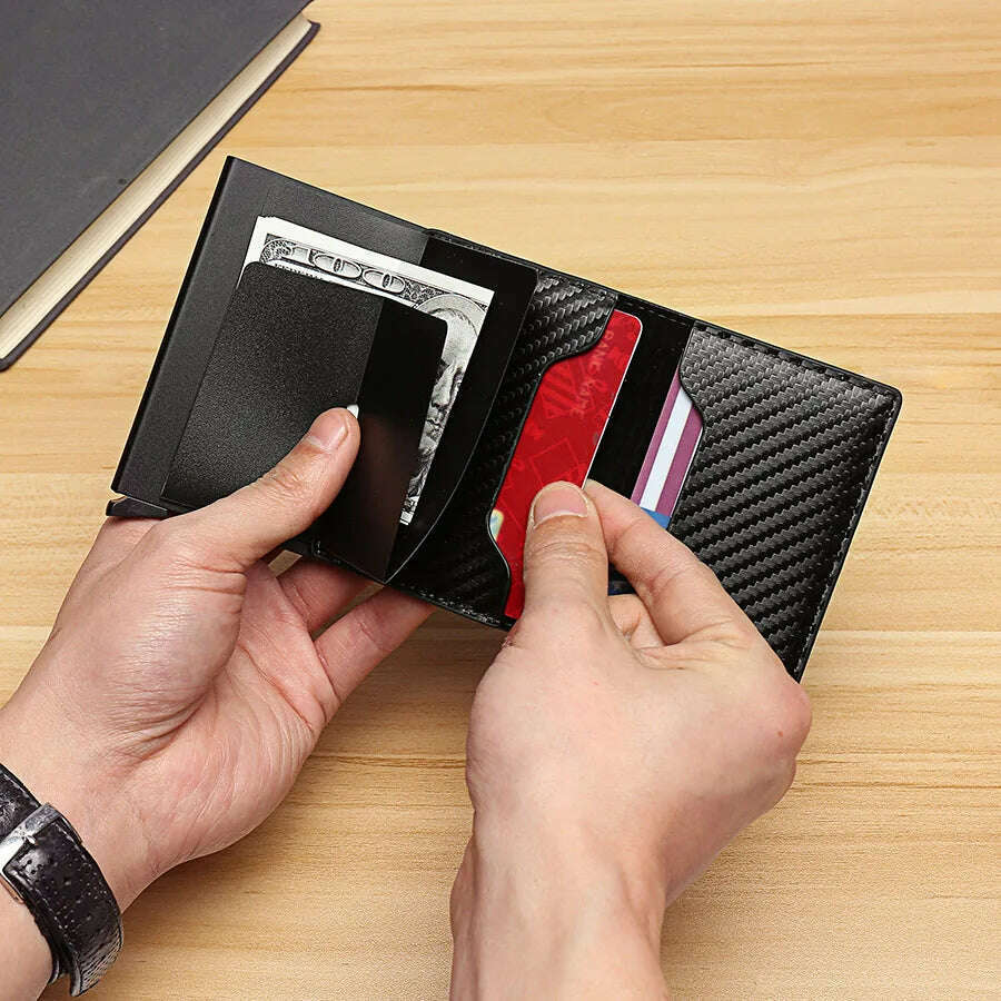 KIMLUD, Rfid Credit Card Holder Men Wallets Bank Cardholder Case Small Leather Slim Thin Magic Mini Wallet Smart Minimalist Wallet 2023, KIMLUD Womens Clothes