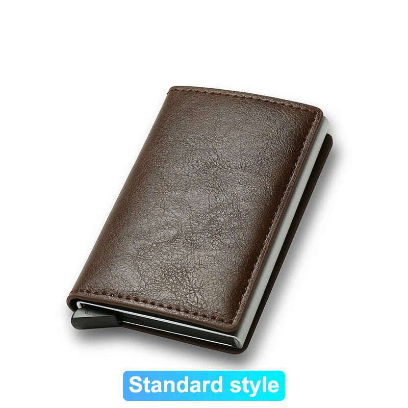 KIMLUD, Rfid Credit Card Holder Men Wallets Bank Cardholder Case Small Leather Slim Thin Magic Mini Wallet Smart Minimalist Wallet 2023, Coffee, KIMLUD APPAREL - Womens Clothes