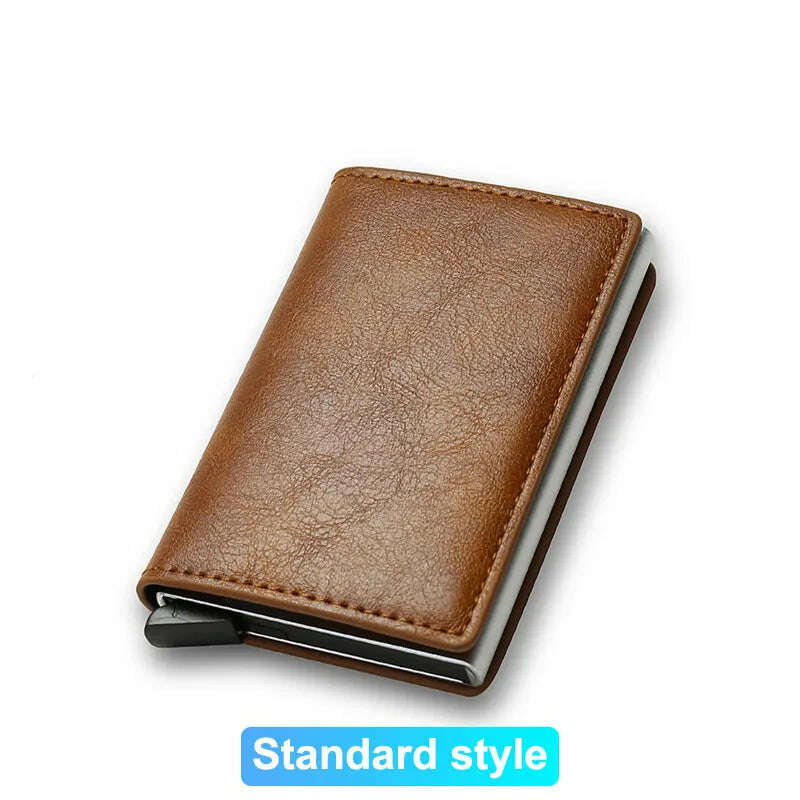 KIMLUD, Rfid Credit Card Holder Men Wallets Bank Cardholder Case Small Leather Slim Thin Magic Mini Wallet Smart Minimalist Wallet 2023, Brown, KIMLUD APPAREL - Womens Clothes