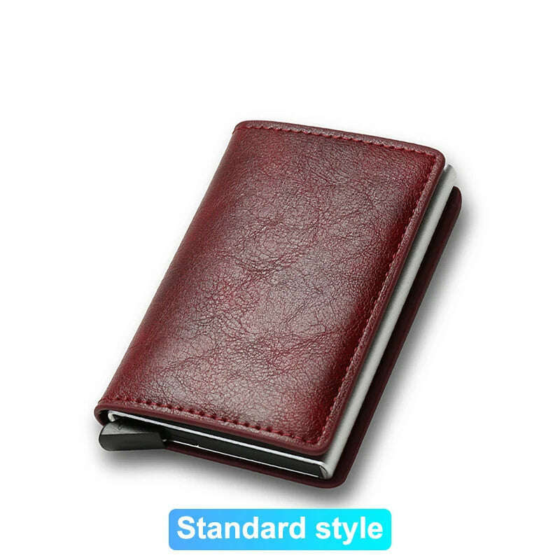 KIMLUD, Rfid Credit Card Holder Men Wallets Bank Cardholder Case Small Leather Slim Thin Magic Mini Wallet Smart Minimalist Wallet 2023, Red, KIMLUD APPAREL - Womens Clothes