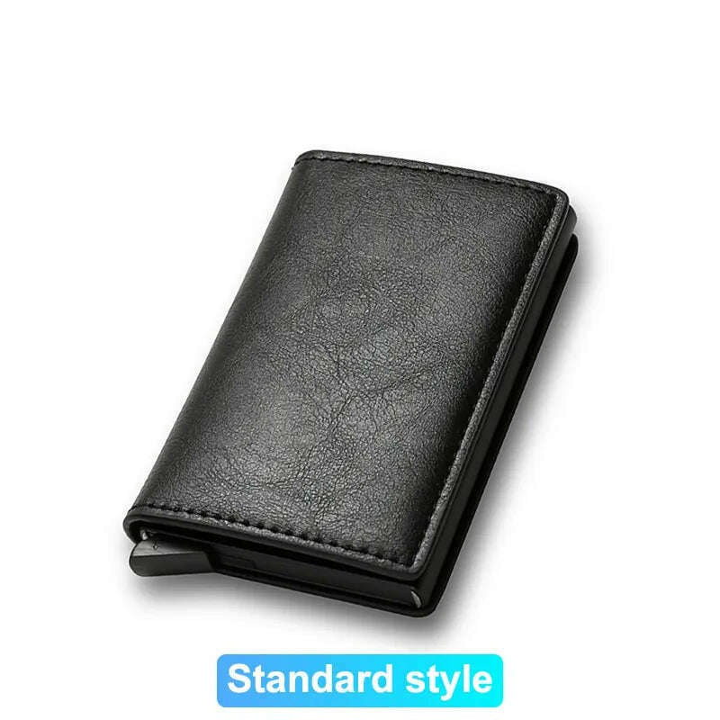 KIMLUD, Rfid Credit Card Holder Men Wallets Bank Cardholder Case Small Leather Slim Thin Magic Mini Wallet Smart Minimalist Wallet 2023, Black, KIMLUD APPAREL - Womens Clothes
