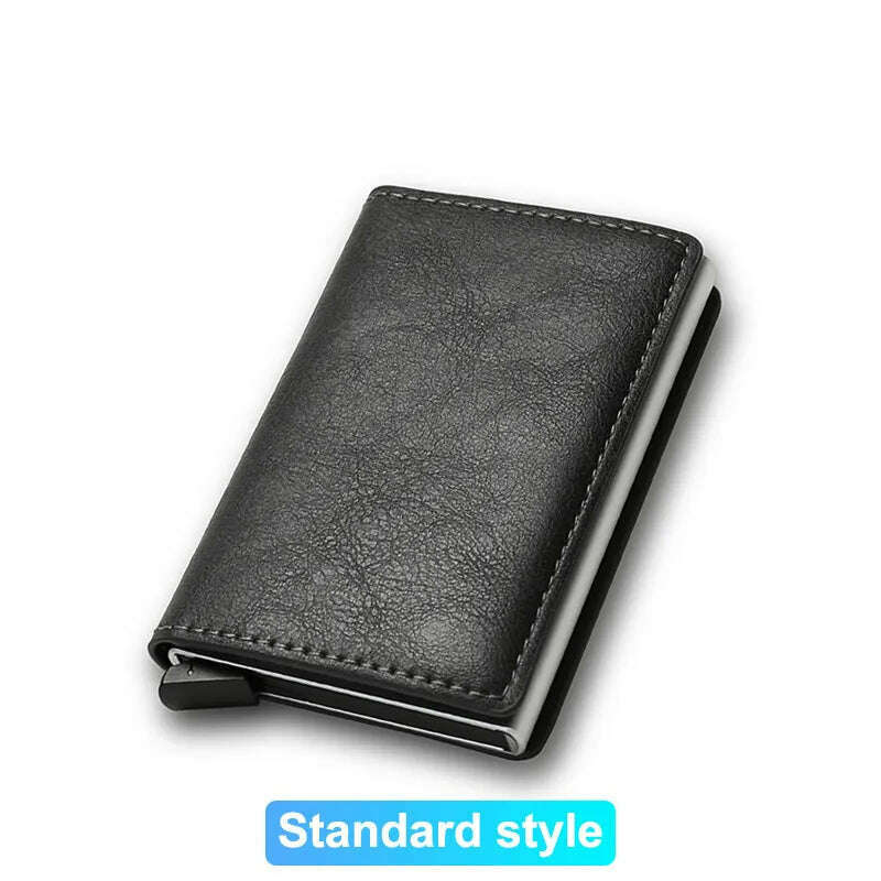 KIMLUD, Rfid Credit Card Holder Men Wallets Bank Cardholder Case Small Leather Slim Thin Magic Mini Wallet Smart Minimalist Wallet 2023, Grey, KIMLUD APPAREL - Womens Clothes