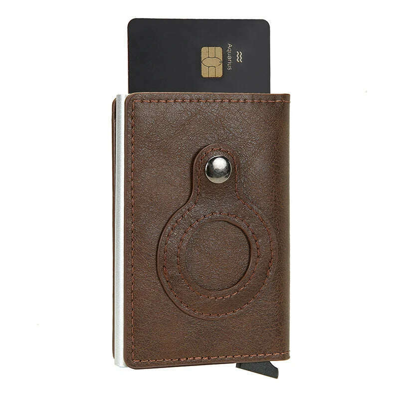 KIMLUD, Rfid Credit Card Holder Wallet For AirTag Men Women Wallets Money Bags Leather Wallet For Apple Air Tag Purses Smart Wallet, Coffee, KIMLUD Womens Clothes