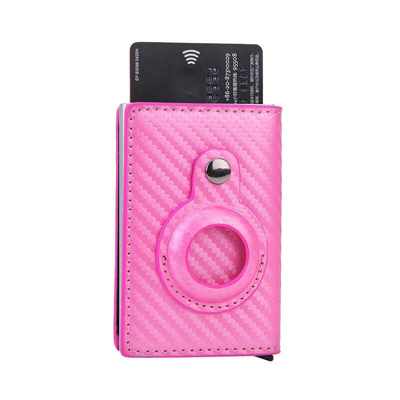 KIMLUD, Rfid Credit Card Holder Wallet For AirTag Men Women Wallets Money Bags Leather Wallet For Apple Air Tag Purses Smart Wallet, Pink, KIMLUD Womens Clothes