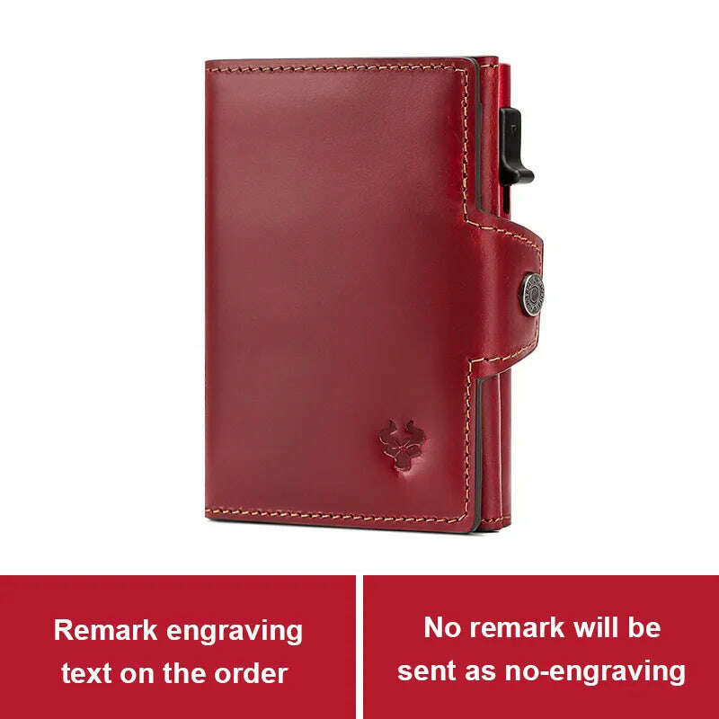 KIMLUD, RFID Smart Pop Up Card Wallet for Men Genuine Leather Card Case for 8-10 Cards Slim Women Zip Coin Purse with Notes Compartment, red, KIMLUD Womens Clothes