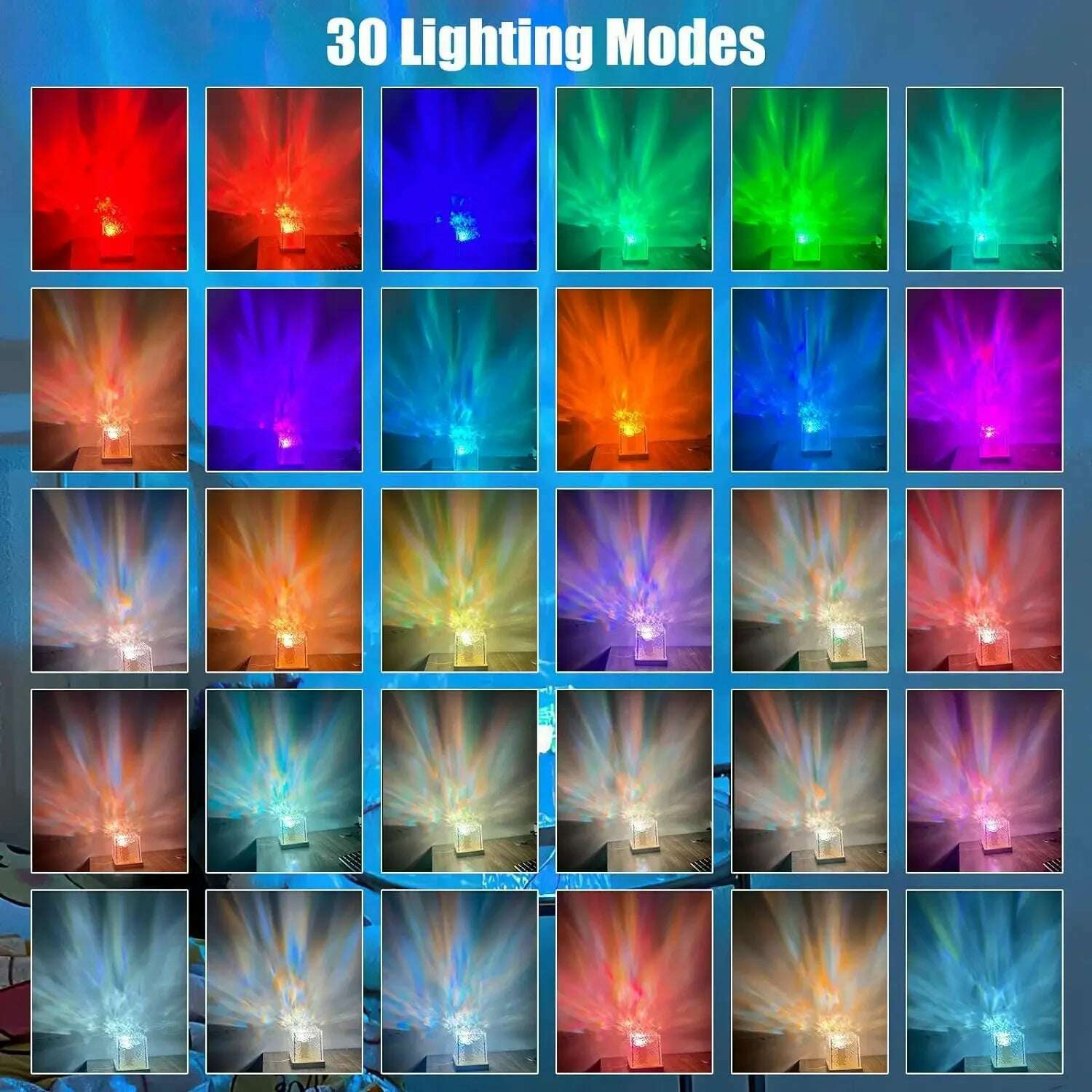 KIMLUD, RGB Sunset Water Ripple Projector Night Light Crystal Lamp USB Atmosphere Night Lamp Gift Aesthetic Room Decor Home Bedroom, KIMLUD Womens Clothes