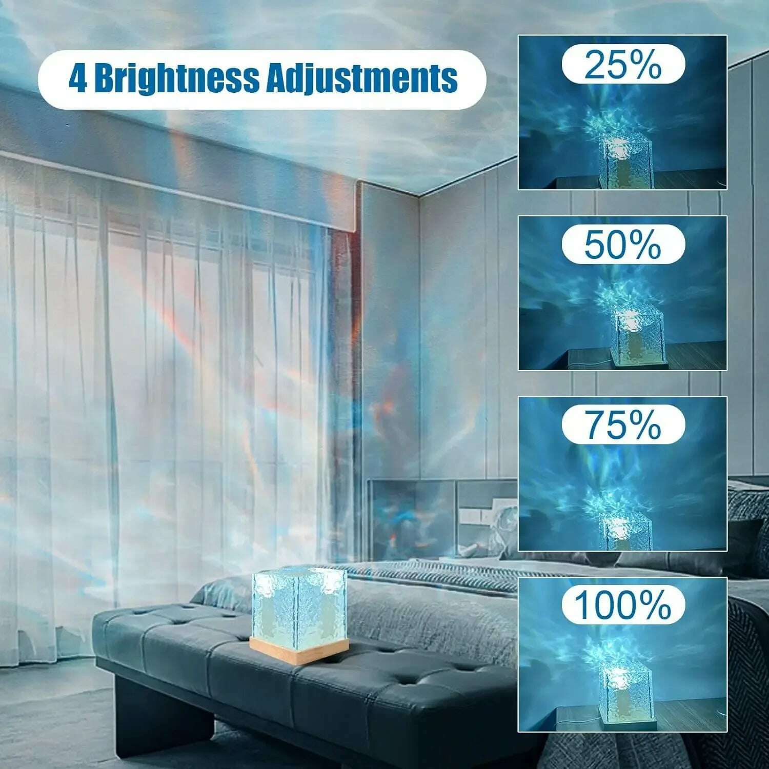 KIMLUD, RGB Sunset Water Ripple Projector Night Light Crystal Lamp USB Atmosphere Night Lamp Gift Aesthetic Room Decor Home Bedroom, KIMLUD Womens Clothes
