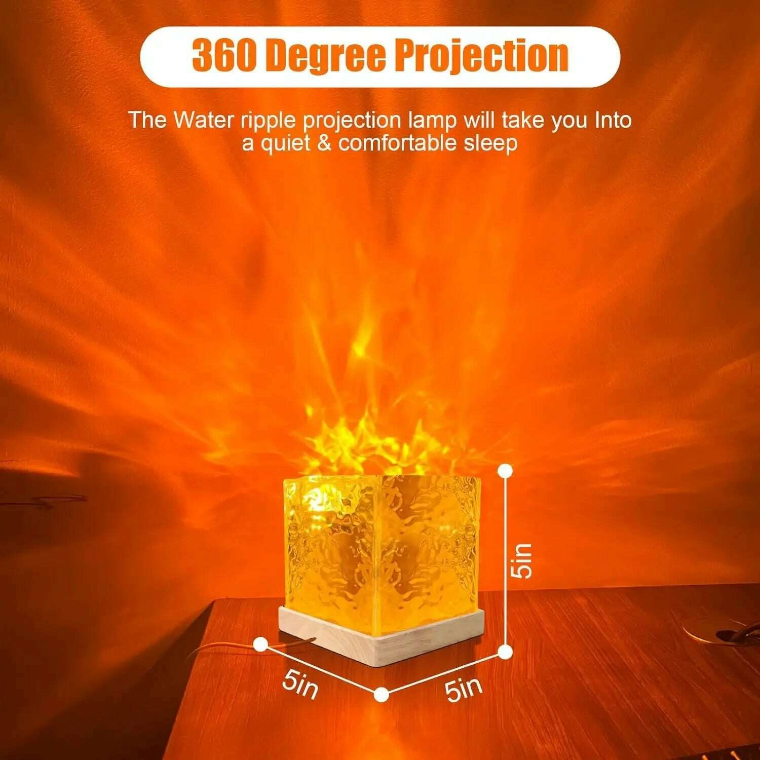 KIMLUD, RGB Sunset Water Ripple Projector Night Light Crystal Lamp USB Atmosphere Night Lamp Gift Aesthetic Room Decor Home Bedroom, KIMLUD Womens Clothes