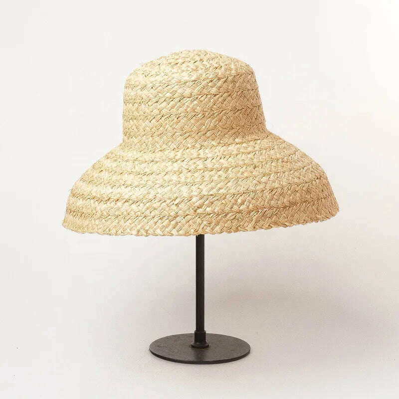 KIMLUD, RH Factory Customized New Natural Straw Caps Wide Brim UV Protection Big Sun Cap, KIMLUD Womens Clothes