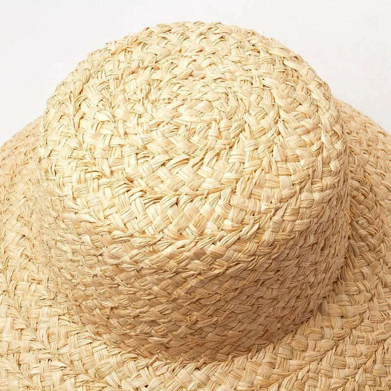 KIMLUD, RH Factory Customized New Natural Straw Caps Wide Brim UV Protection Big Sun Cap, KIMLUD Womens Clothes