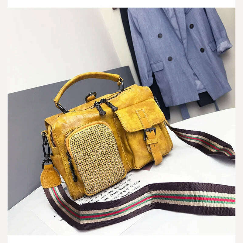 KIMLUD, Rhinestone Designer Luxury Handbag Fashion Diamond Multipurpose Leather Crossbody Bag For Women 2022 Brand Delicate Shoulder Bag, KIMLUD Womens Clothes