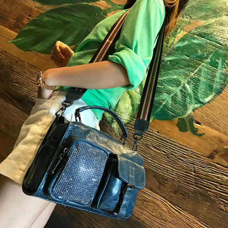 KIMLUD, Rhinestone Designer Luxury Handbag Fashion Diamond Multipurpose Leather Crossbody Bag For Women 2022 Brand Delicate Shoulder Bag, KIMLUD Womens Clothes