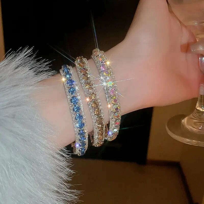 Rhinestone Round Clasp Bracelet for Women Personality Colorful Bracelets Temperament Light Luxury Posh Accessories Wholesale - KIMLUD