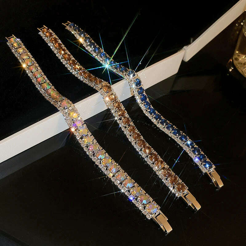Rhinestone Round Clasp Bracelet for Women Personality Colorful Bracelets Temperament Light Luxury Posh Accessories Wholesale - KIMLUD