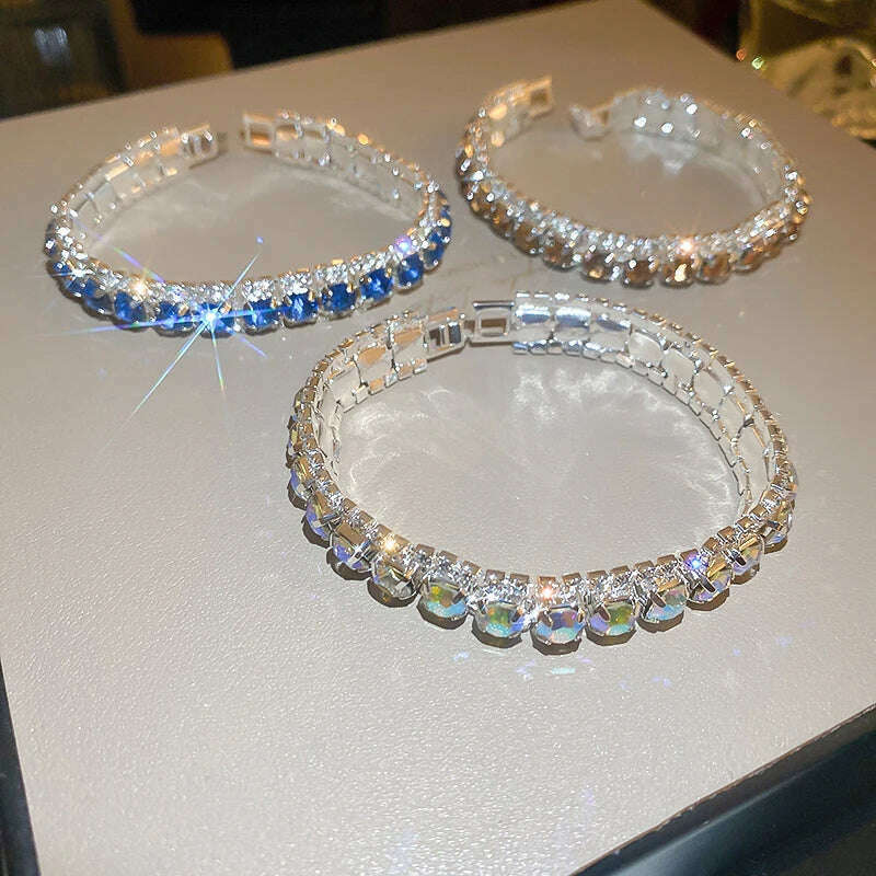 Rhinestone Round Clasp Bracelet for Women Personality Colorful Bracelets Temperament Light Luxury Posh Accessories Wholesale - KIMLUD