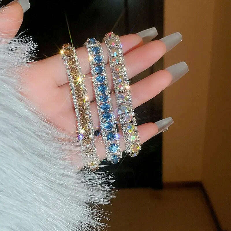 Rhinestone Round Clasp Bracelet for Women Personality Colorful Bracelets Temperament Light Luxury Posh Accessories Wholesale - KIMLUD