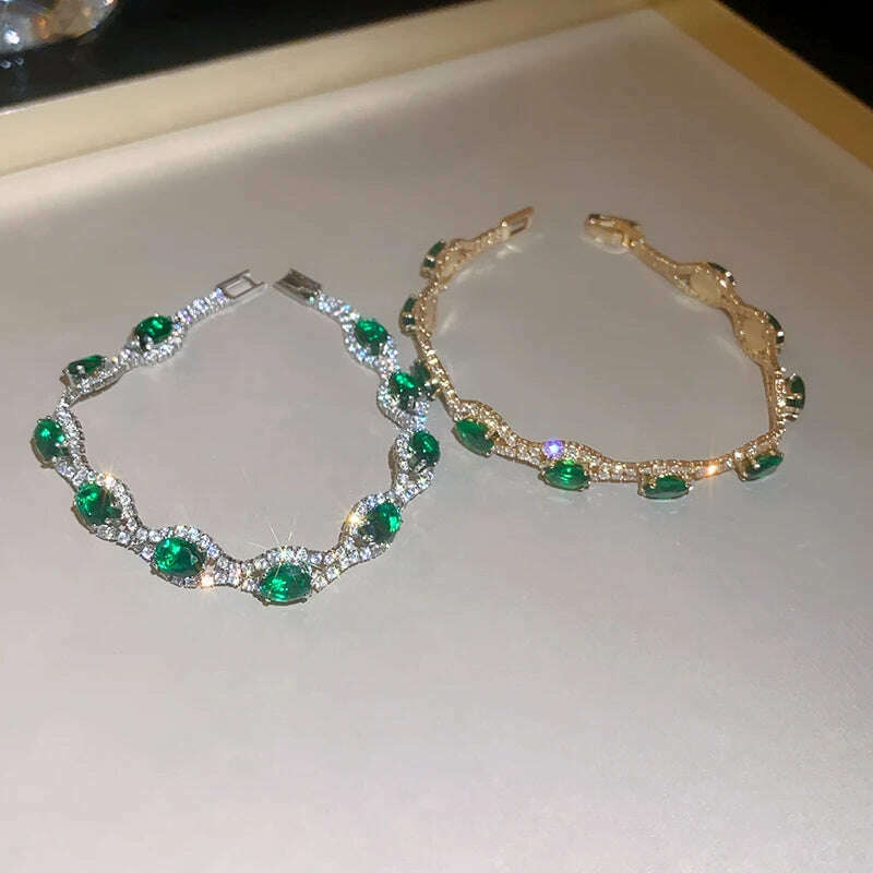 Rhinestone Round Clasp Bracelet for Women Personality Colorful Bracelets Temperament Light Luxury Posh Accessories Wholesale - KIMLUD