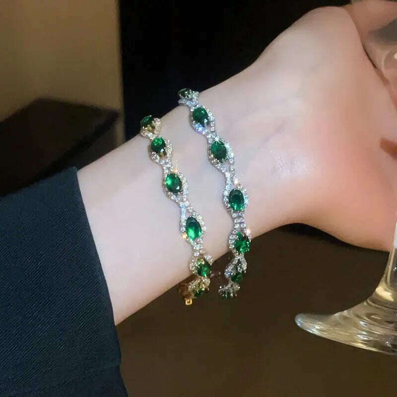 Rhinestone Round Clasp Bracelet for Women Personality Colorful Bracelets Temperament Light Luxury Posh Accessories Wholesale - KIMLUD