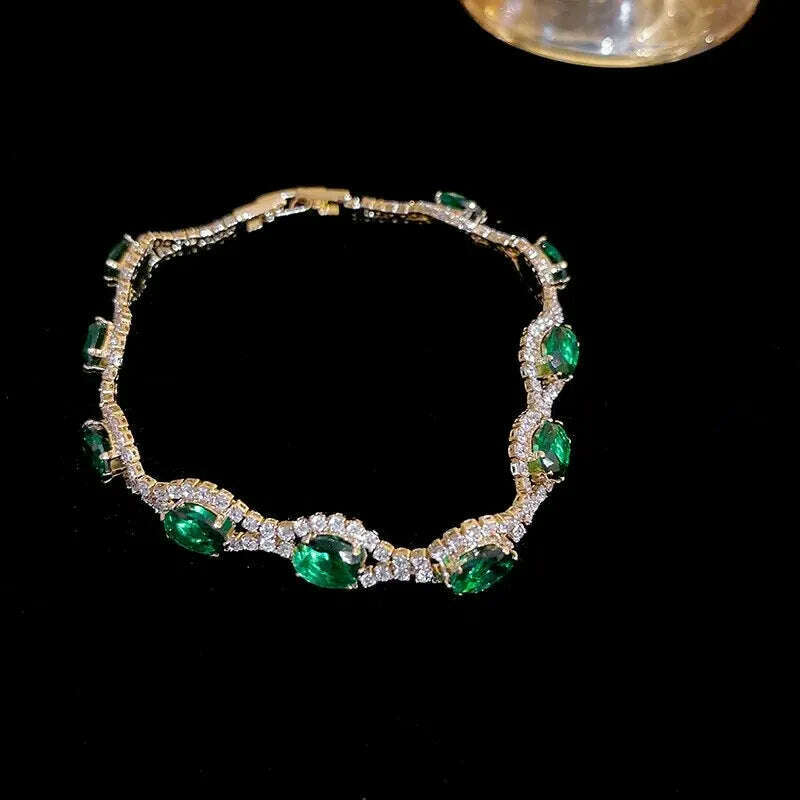Rhinestone Round Clasp Bracelet for Women Personality Colorful Bracelets Temperament Light Luxury Posh Accessories Wholesale - KIMLUD