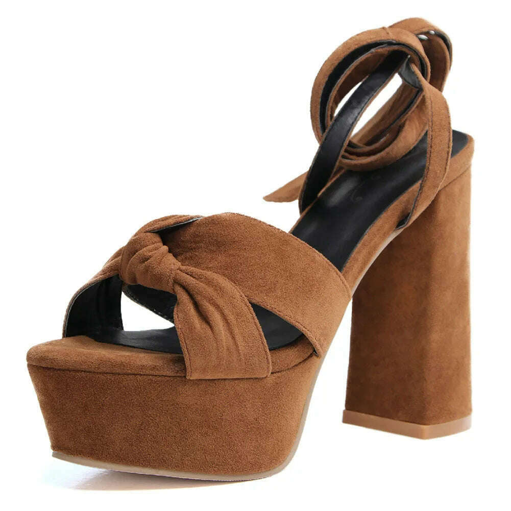 KIMLUD, RIBETRINI Big Size 34-43 Luxury Brand Female Runway Show Platform Sandals Summer Party Sandals Women Heart-Printed Shoes Woman, brown / 4, KIMLUD APPAREL - Womens Clothes