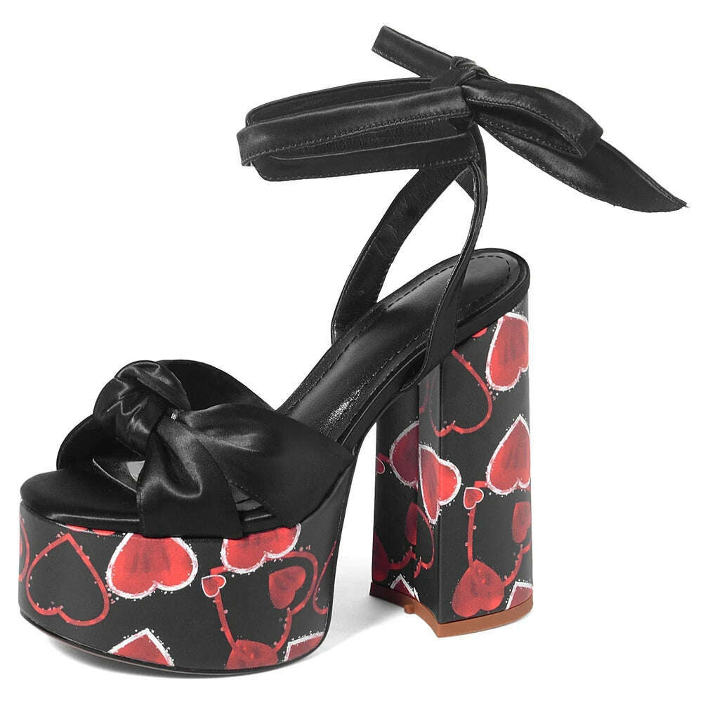 KIMLUD, RIBETRINI Big Size 34-43 Luxury Brand Female Runway Show Platform Sandals Summer Party Sandals Women Heart-Printed Shoes Woman, blackheart / 4, KIMLUD APPAREL - Womens Clothes