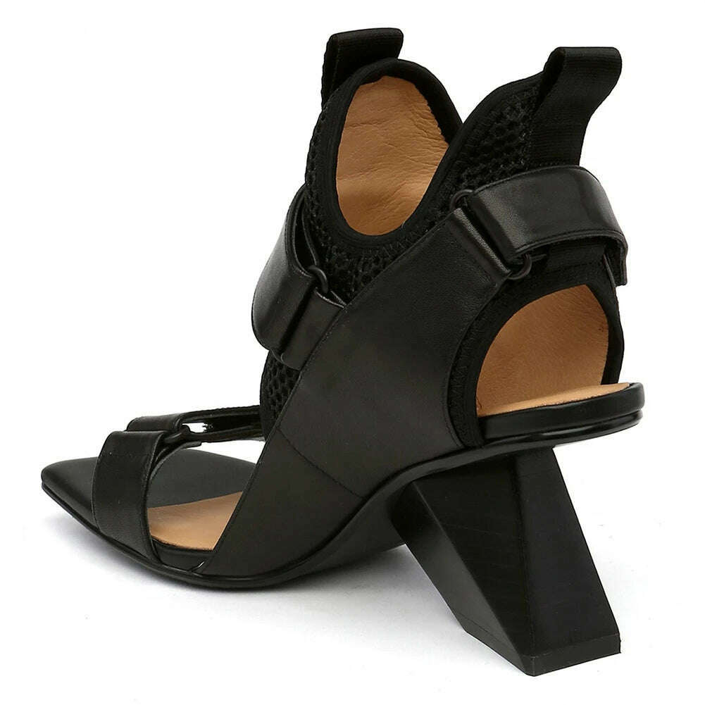 KIMLUD, RIBETRINI New Lady Genuine Leather Shoes Woman Luxury Brand Design Gladiator Boots Women 2020 Summer Party High Heels Sandals, KIMLUD Womens Clothes