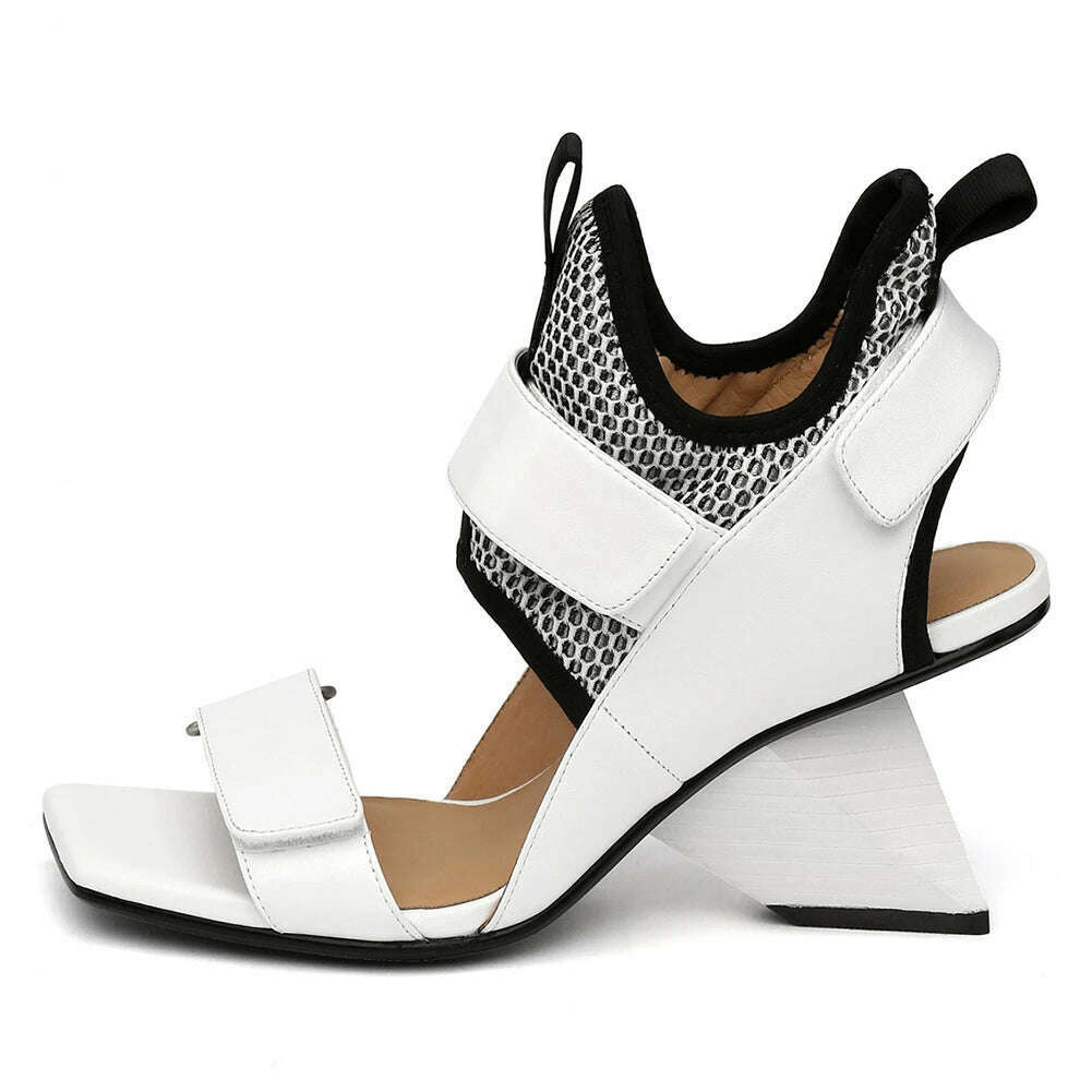 KIMLUD, RIBETRINI New Lady Genuine Leather Shoes Woman Luxury Brand Design Gladiator Boots Women 2020 Summer Party High Heels Sandals, KIMLUD Womens Clothes