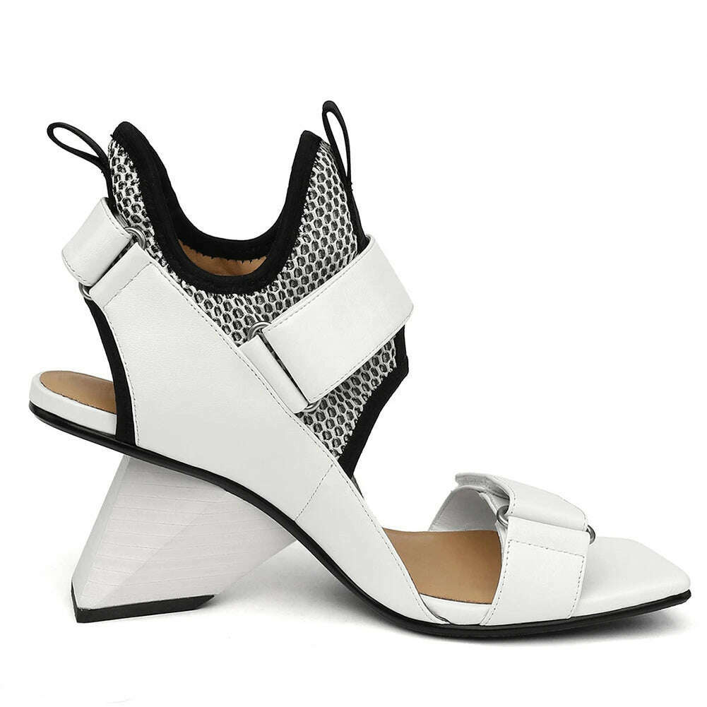 KIMLUD, RIBETRINI New Lady Genuine Leather Shoes Woman Luxury Brand Design Gladiator Boots Women 2020 Summer Party High Heels Sandals, KIMLUD Womens Clothes