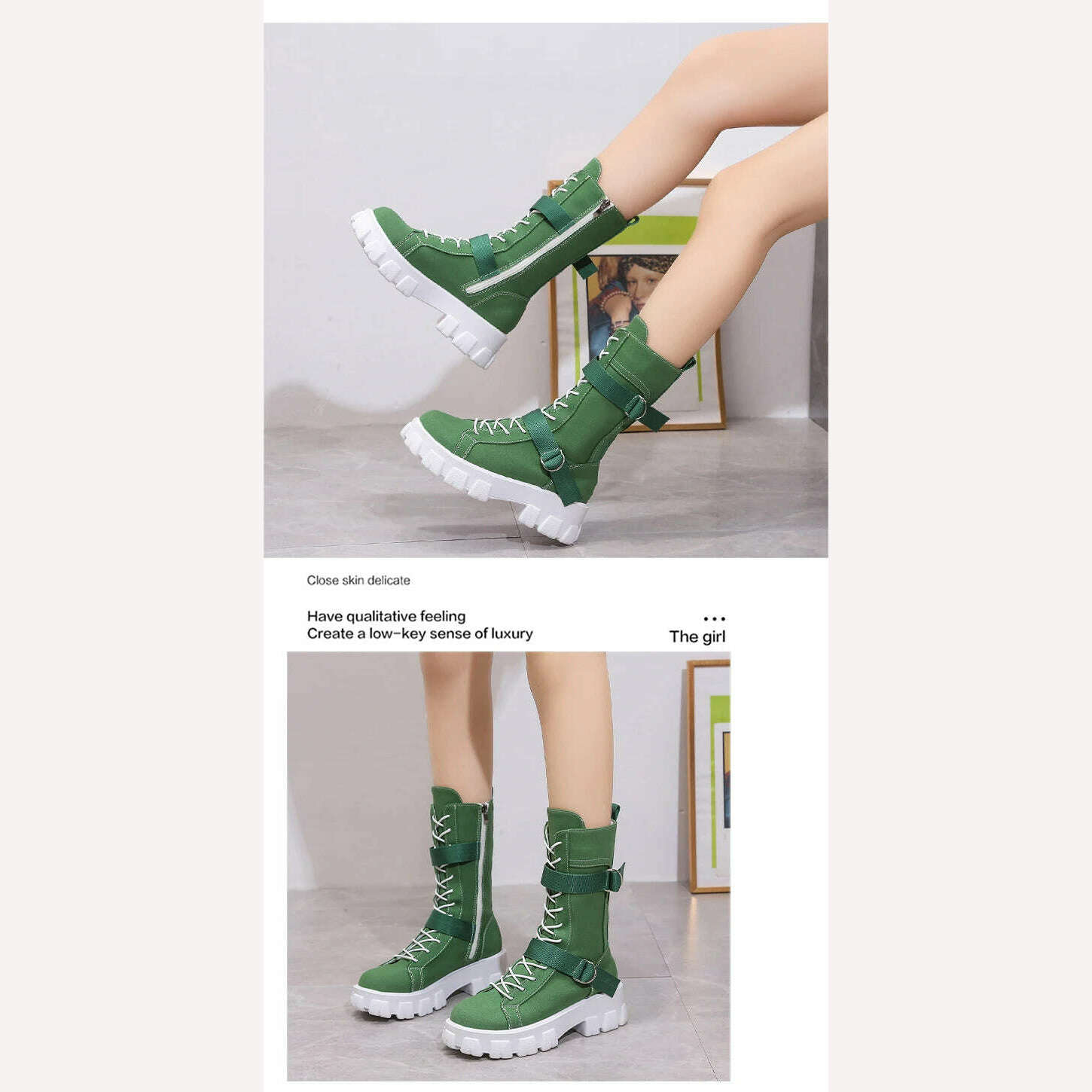 KIMLUD, Rock Shoes Woman Boots Women New 2022 Lace Up Booties Ladies Round Toe Luxury Designer Flat Heel Lolita Med Fashion Sports, KIMLUD Womens Clothes