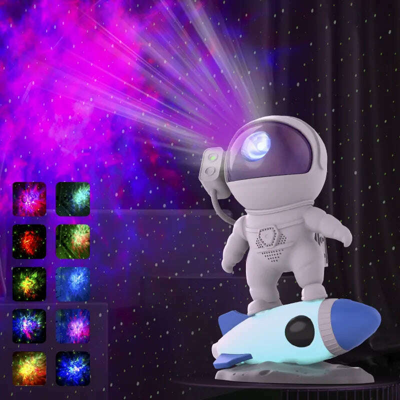 KIMLUD, Rocket Astronaut Galaxy Projector Night Light Lamp And 13 Film Pieces Sky Projector 360° Rotate Planetarium For Kids Bedroom, Nebula version, KIMLUD Womens Clothes