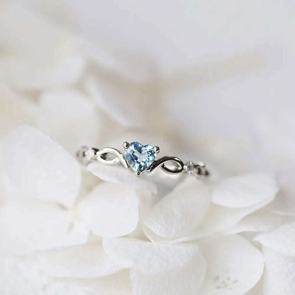 KIMLUD, Romantic Pink Heart shaped Ring for Female Cubic Zirconia Bridal Wedding Party with Minimalist Fashion Jewelry Accessories, B2680 silver / 6, KIMLUD APPAREL - Womens Clothes