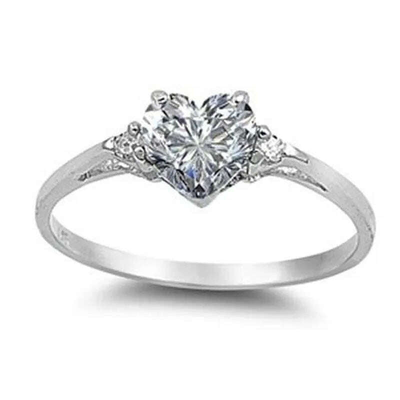 KIMLUD, Romantic Pink Heart shaped Ring for Female Cubic Zirconia Bridal Wedding Party with Minimalist Fashion Jewelry Accessories, t011 / 6, KIMLUD APPAREL - Womens Clothes