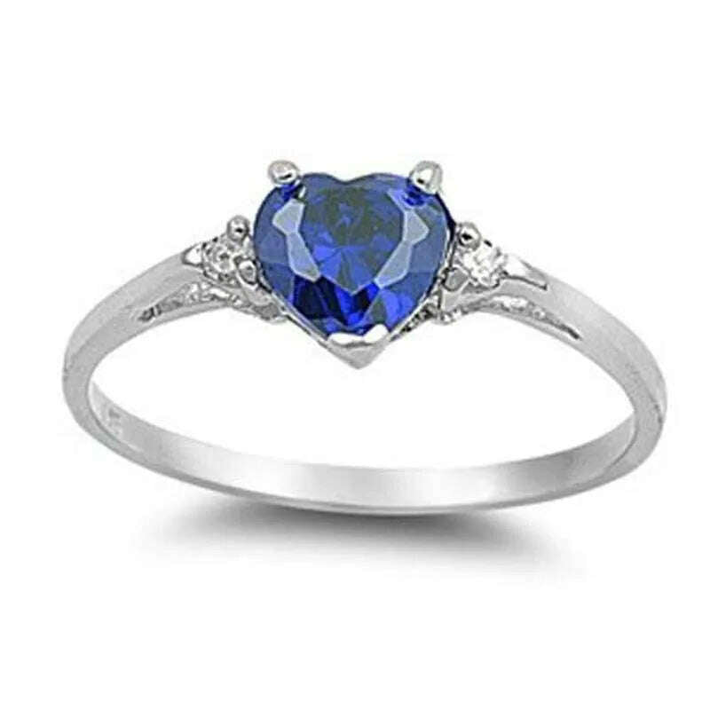 KIMLUD, Romantic Pink Heart shaped Ring for Female Cubic Zirconia Bridal Wedding Party with Minimalist Fashion Jewelry Accessories, t014 / 6, KIMLUD APPAREL - Womens Clothes