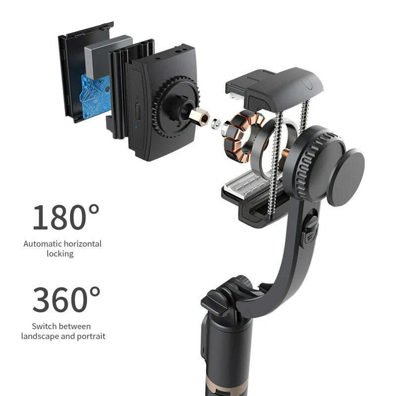 Roreta 2023 NEW Gimbal Stabilizer Selfie Stick Foldable Wireless Tripod with Bluetooth Shutter Monopod for IOS Android - KIMLUD