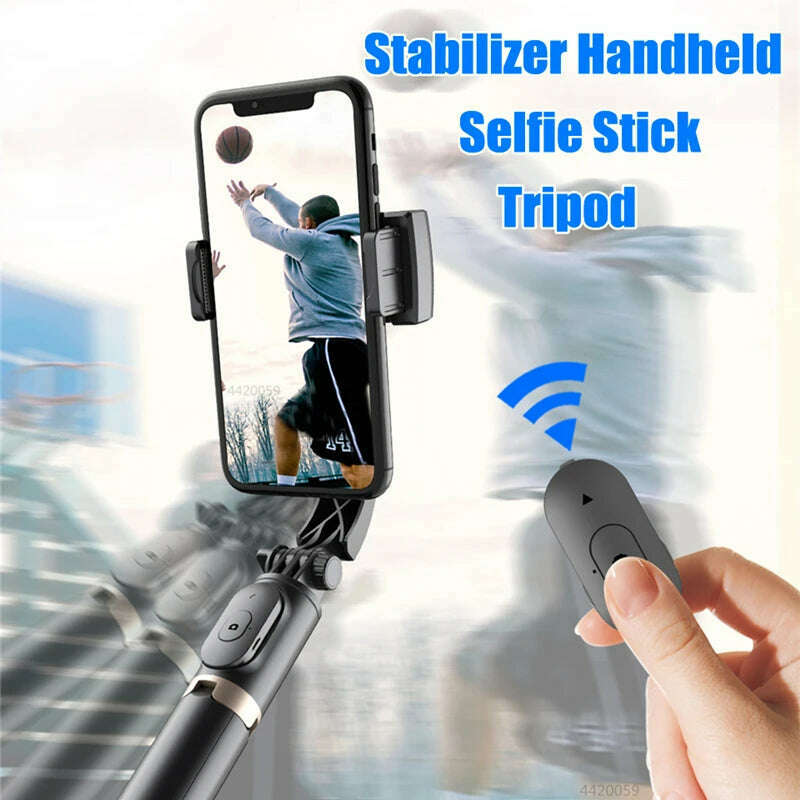 Roreta 2023 NEW Gimbal Stabilizer Selfie Stick Foldable Wireless Tripod with Bluetooth Shutter Monopod for IOS Android - KIMLUD