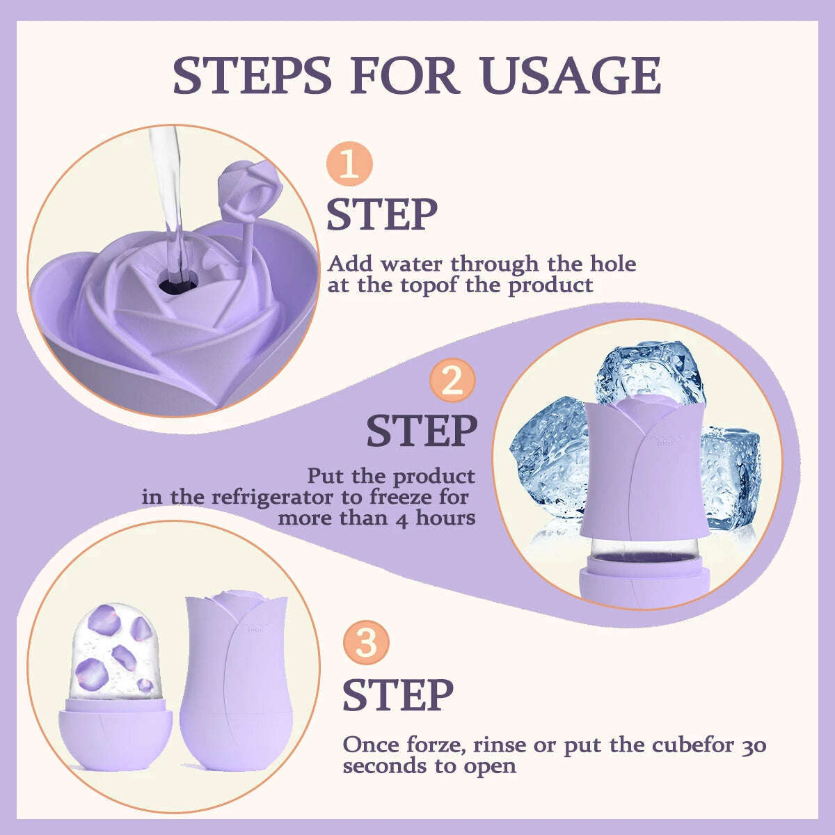 Rose Shape Portable Ice Roller for Face Reusable Ice Face Massager for Eliminate Facial Puffiness In The Morning Easy To Use - KIMLUD