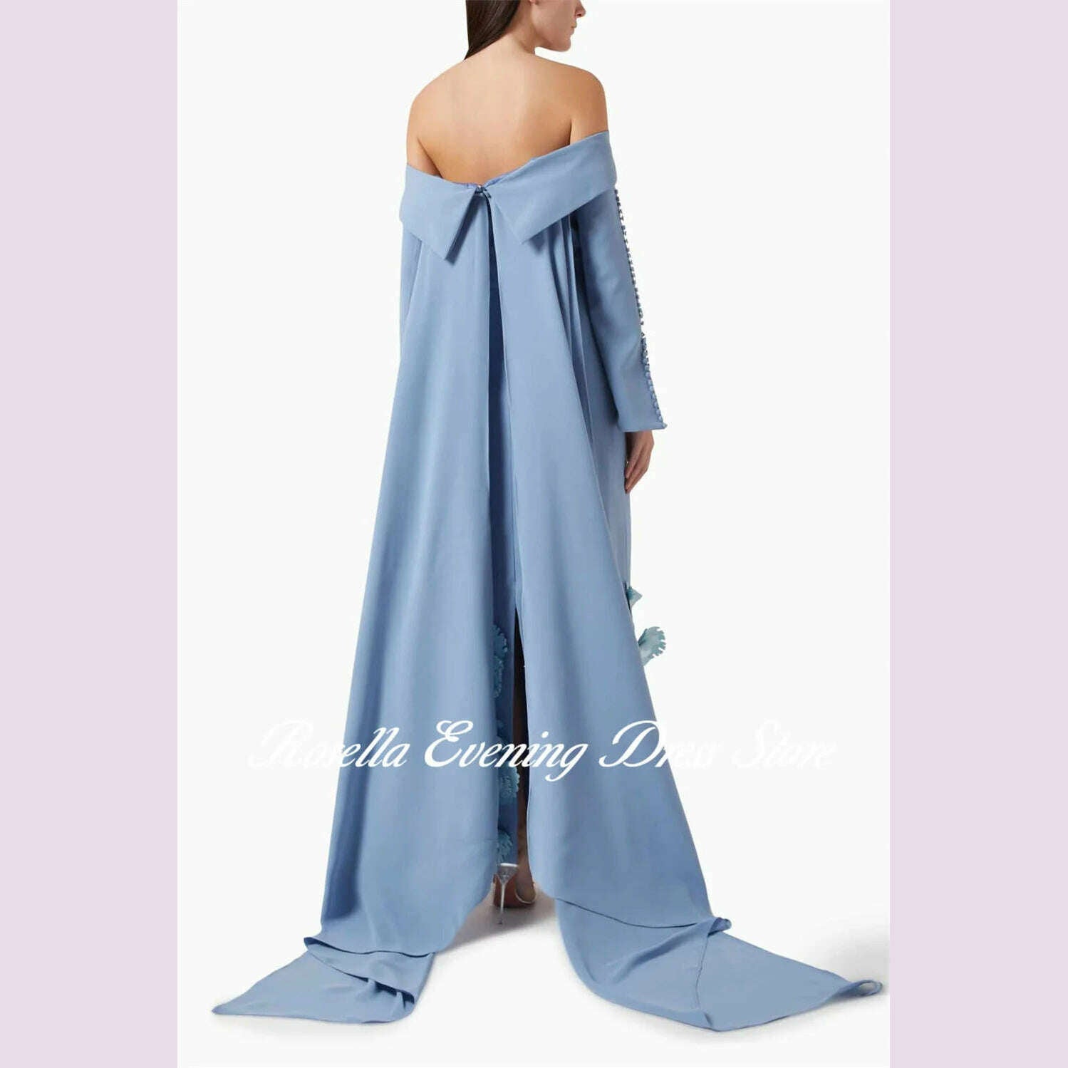 KIMLUD, ROSELLA Off Shoulder Evening Dresses Paper Cutting Floor Length Mermaid Formal Occasions Dress with Cape Shawl New 2024, KIMLUD Womens Clothes