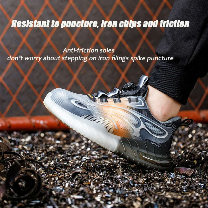KIMLUD, Rotating Buckle for Safety Shoes Men's Work Boot Breathable Light Steel Toe Protective Sneakers Welted Business Security Shoes, KIMLUD Womens Clothes