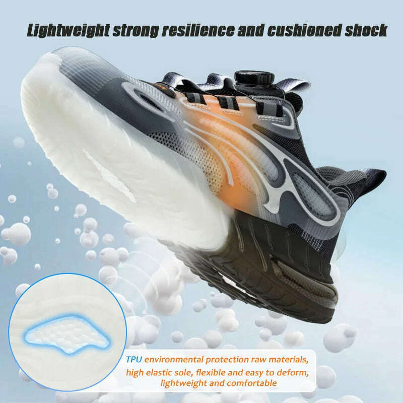 KIMLUD, Rotating Buckle for Safety Shoes Men's Work Boot Breathable Light Steel Toe Protective Sneakers Welted Business Security Shoes, KIMLUD Womens Clothes
