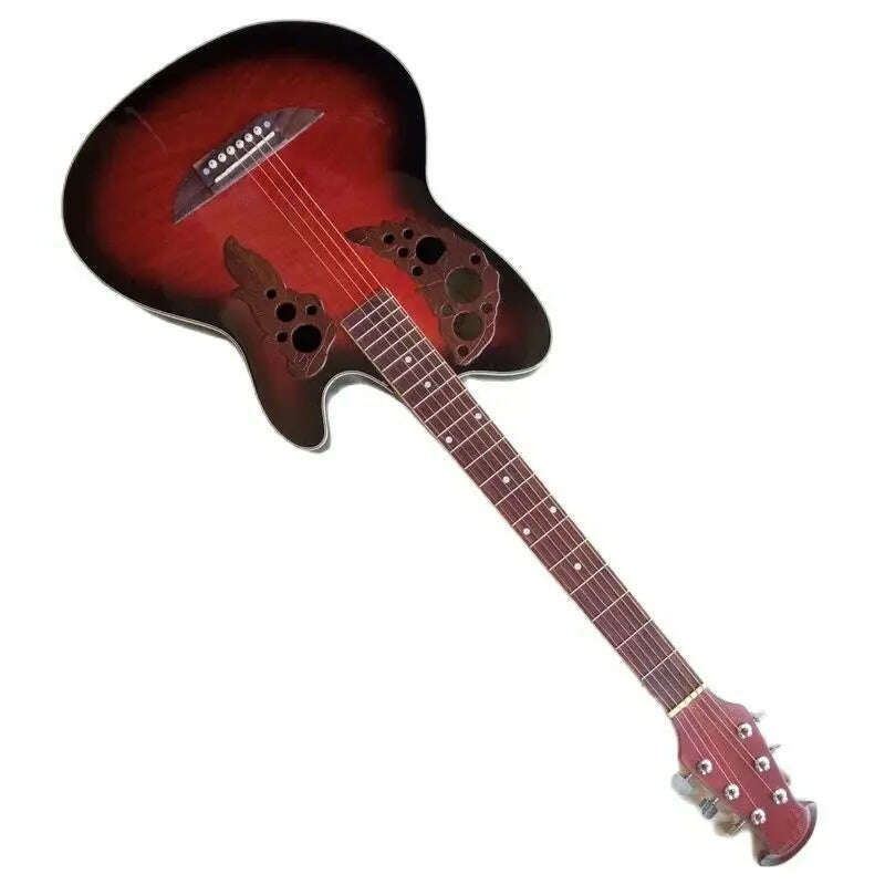 KIMLUD, Round Back Acoustic Guitar with Small Flaws Flame Top High Gloss 6 Strings 38", KIMLUD Womens Clothes