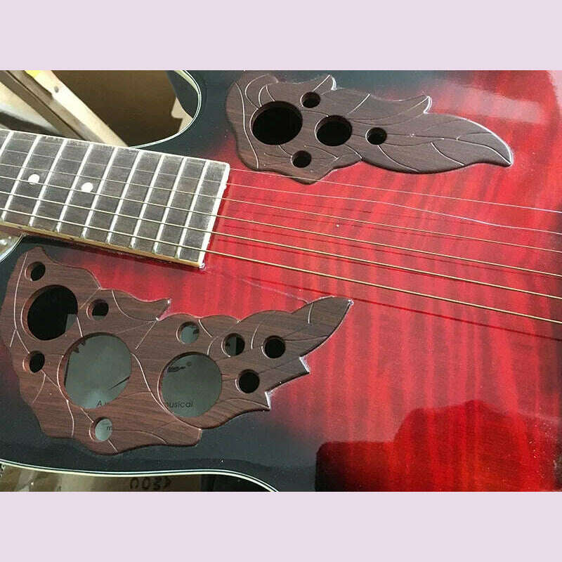 KIMLUD, Round Back Acoustic Guitar with Small Flaws Flame Top High Gloss 6 Strings 38", KIMLUD Womens Clothes