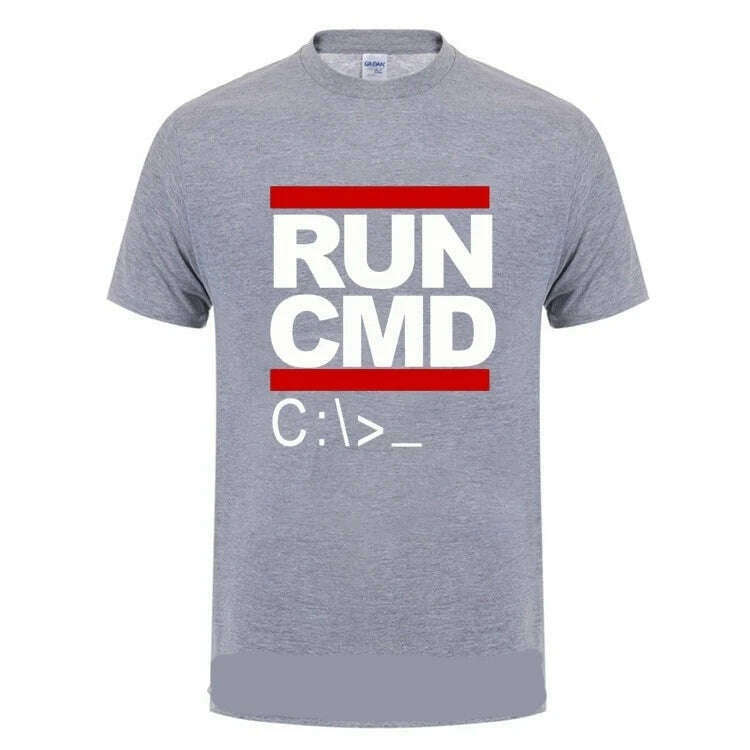 Run Cmd Computer Programmer Tshirts Funny Birthday Gift For Man Boyfriend Husband Summer 2023 Short Sleeve Cotton T-Shirt - KIMLUD