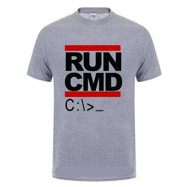Run Cmd Computer Programmer Tshirts Funny Birthday Gift For Man Boyfriend Husband Summer 2023 Short Sleeve Cotton T-Shirt - KIMLUD