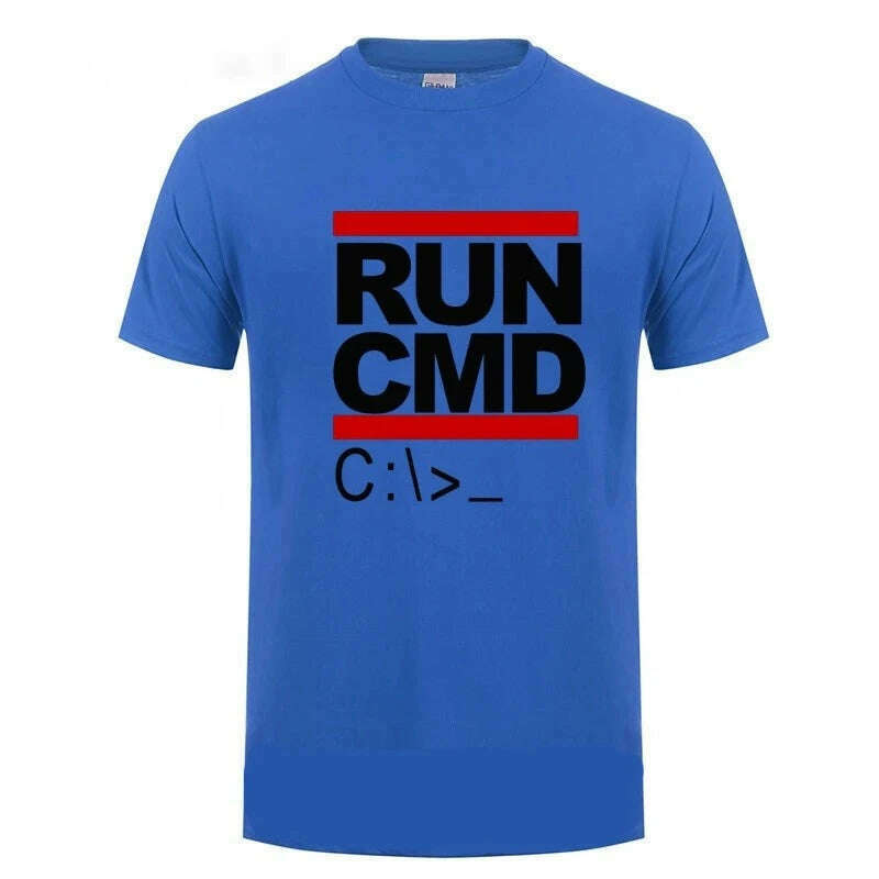 Run Cmd Computer Programmer Tshirts Funny Birthday Gift For Man Boyfriend Husband Summer 2023 Short Sleeve Cotton T-Shirt - KIMLUD