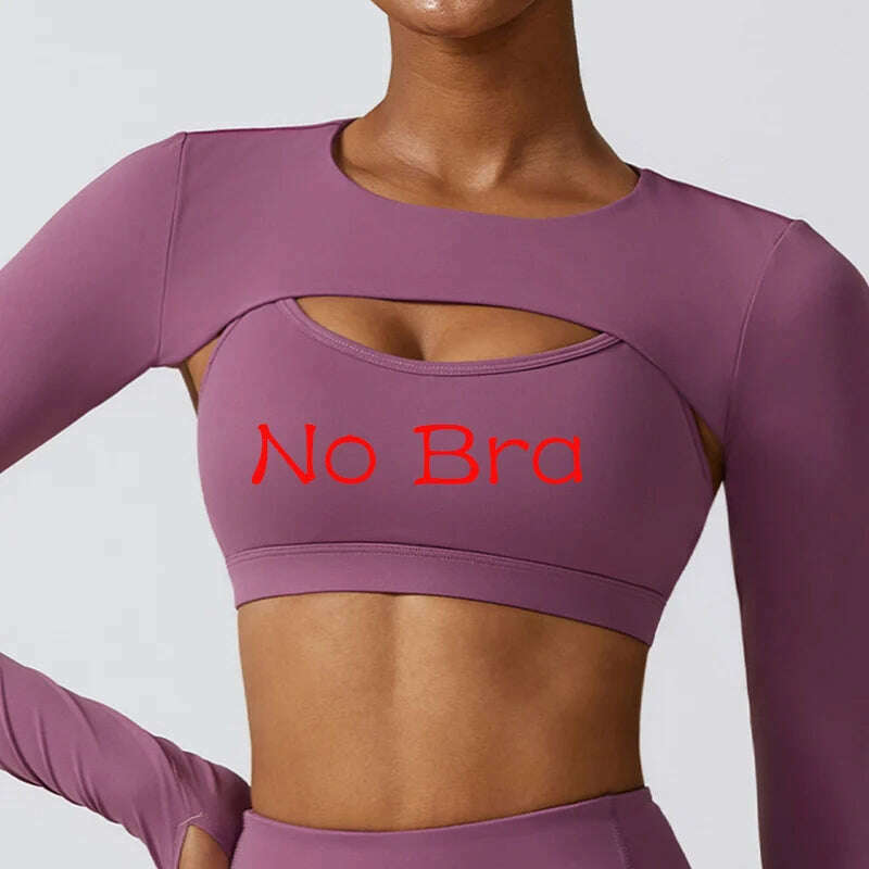 Running Shirt Fitness Tight Woman Work Out Clothing Shawl New Long Sleeve Yoga Tops Sexy Gym Sportswear Yoga Wear For Women - KIMLUD
