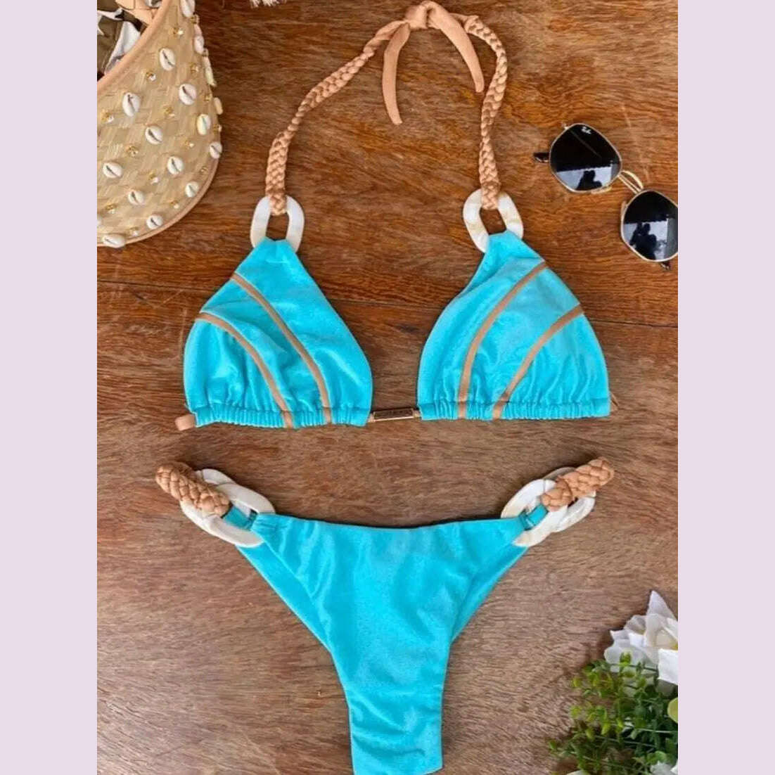 KIMLUD, RUOTONGSEPT Black Bandeau Bikini Set Swimwear Women Push Up Biquini Sexy Thong Bikinis Patchwork Swimsuit Backless Bathingsuit, KIMLUD Womens Clothes