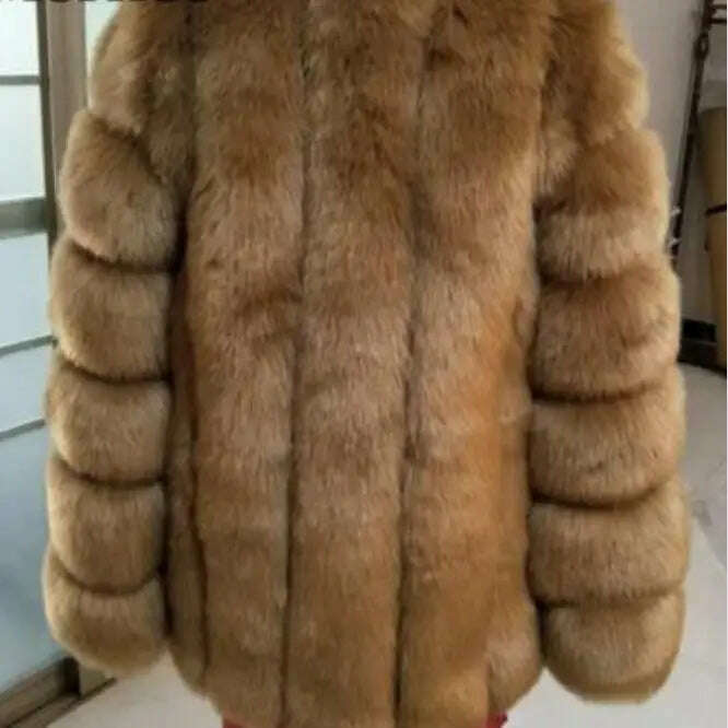 KIMLUD, S-4XL Winter Luxury Faux Fox Fur Coat Slim Long Pink Red Blue Faux Fur Jacket Women Fake Fur Coats manteau fourrure wj1231w, KIMLUD Womens Clothes