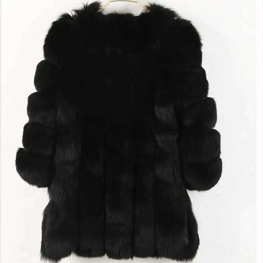 KIMLUD, S-4XL Winter Luxury Faux Fox Fur Coat Slim Long Pink Red Blue Faux Fur Jacket Women Fake Fur Coats manteau fourrure wj1231w, KIMLUD Womens Clothes