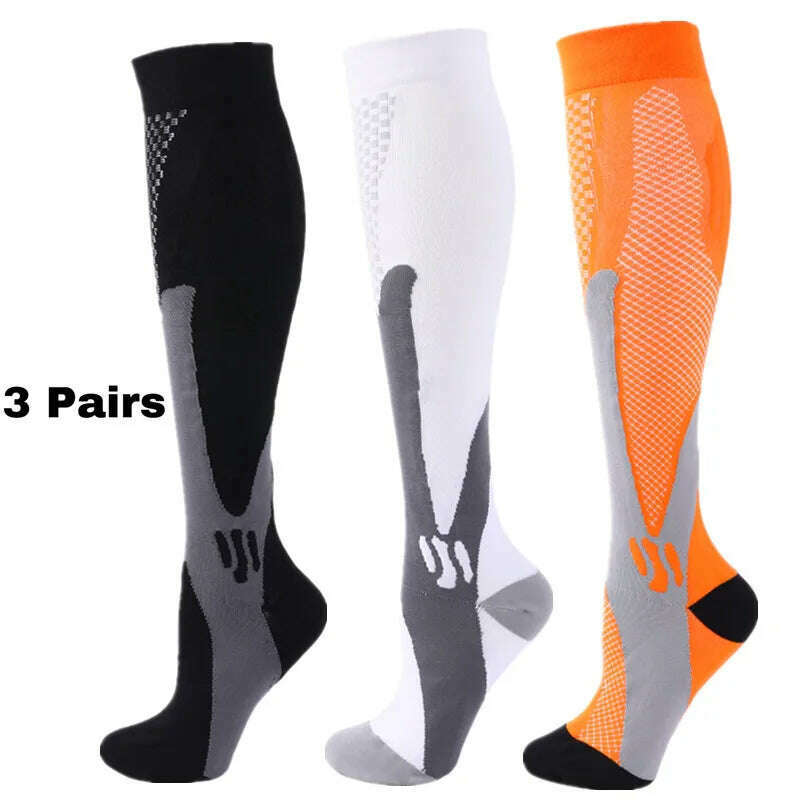 S-XXL 3 Pairs Pack/Socks Compression Socks 30 Mmhg Fit For Medical Edema Diabetes Varicose Veins Running Sports Socks Size XXL - KIMLUD