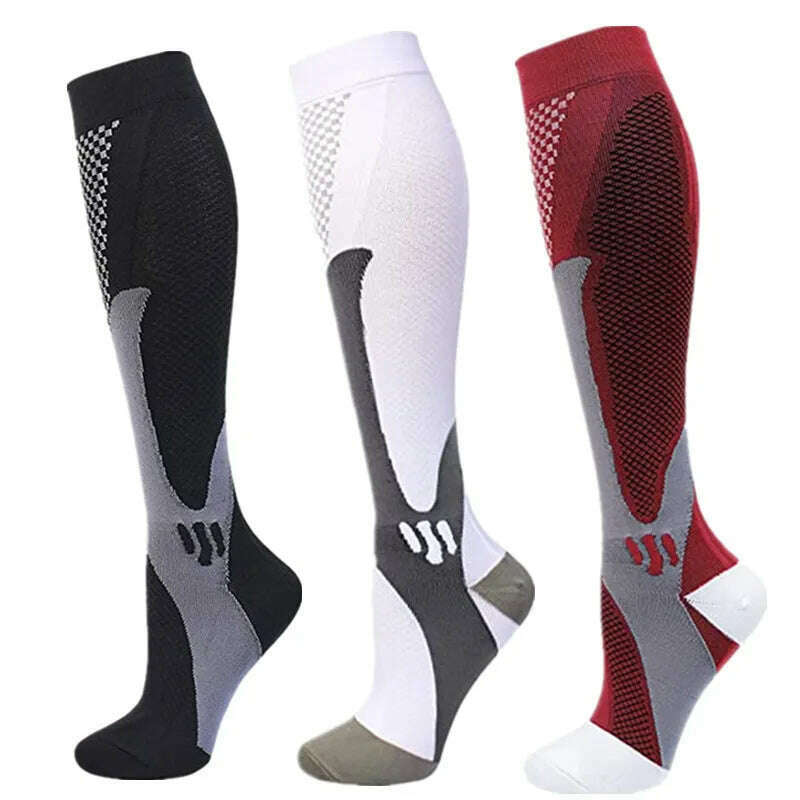 S-XXL 3 Pairs Pack/Socks Compression Socks 30 Mmhg Fit For Medical Edema Diabetes Varicose Veins Running Sports Socks Size XXL - KIMLUD